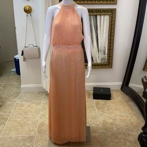 Betsey Johnson pleated peach leopard dress 14